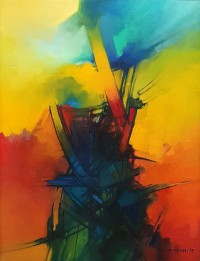 Saeed Kureshi, Microburst, 18 x 24 Inch, Oil on Canvas, Abstract Painting, AC-SAKUR-006